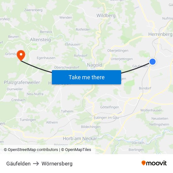 Gäufelden to Wörnersberg map