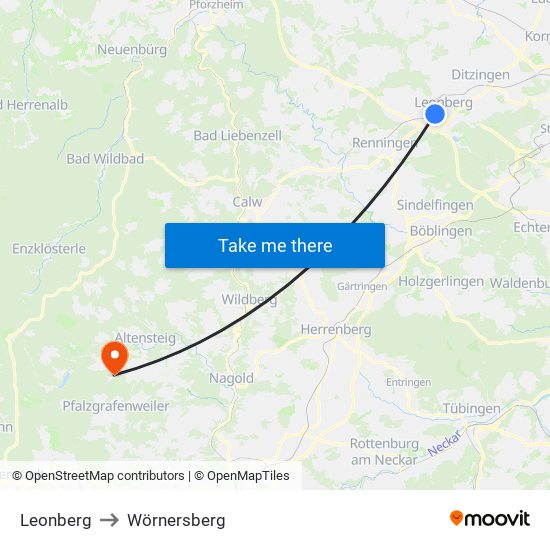 Leonberg to Wörnersberg map
