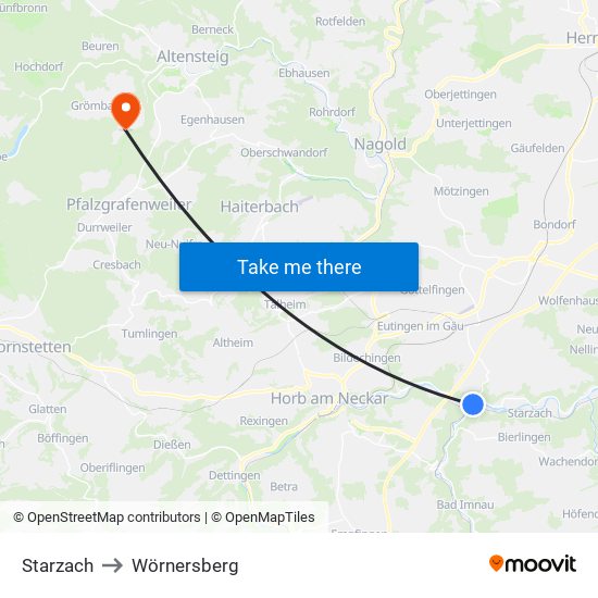 Starzach to Wörnersberg map