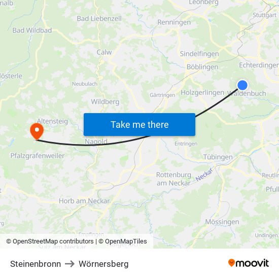 Steinenbronn to Wörnersberg map