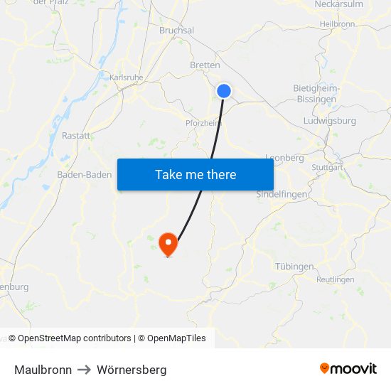 Maulbronn to Wörnersberg map