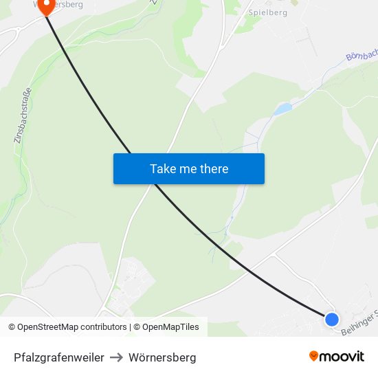 Pfalzgrafenweiler to Wörnersberg map