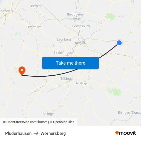 Plüderhausen to Wörnersberg map