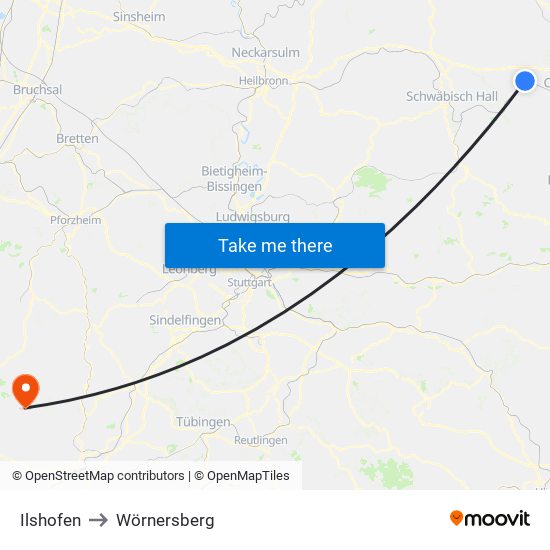 Ilshofen to Wörnersberg map