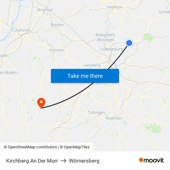 Kirchberg An Der Murr to Wörnersberg map