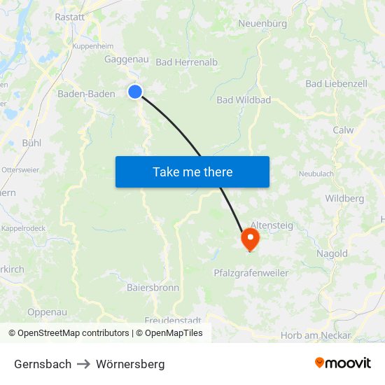 Gernsbach to Wörnersberg map