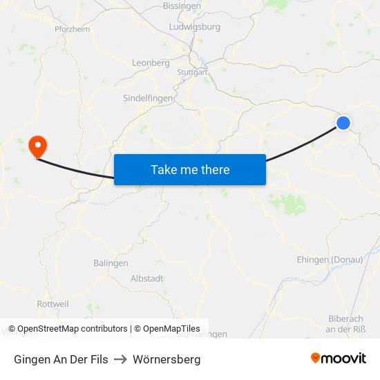Gingen An Der Fils to Wörnersberg map