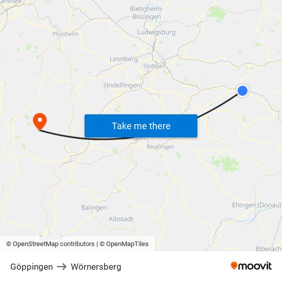 Göppingen to Wörnersberg map