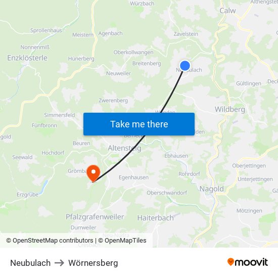 Neubulach to Wörnersberg map