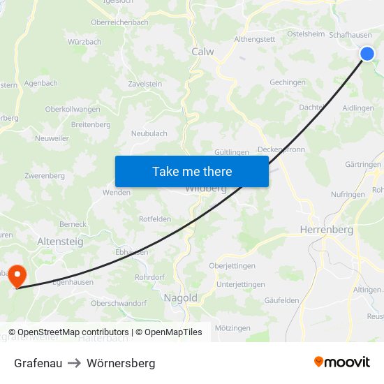 Grafenau to Wörnersberg map