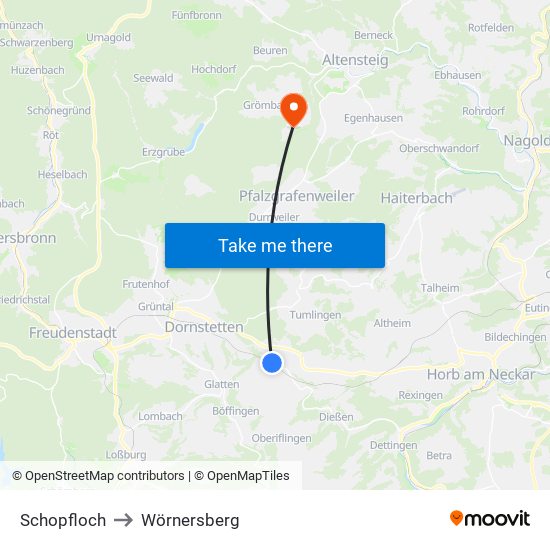 Schopfloch to Wörnersberg map