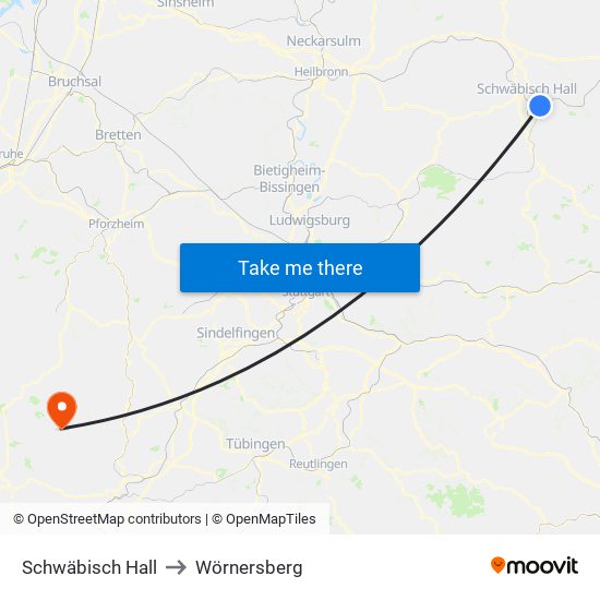 Schwäbisch Hall to Wörnersberg map