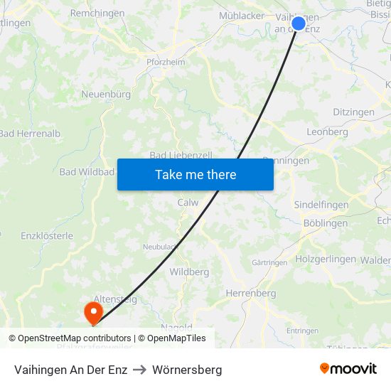 Vaihingen An Der Enz to Wörnersberg map