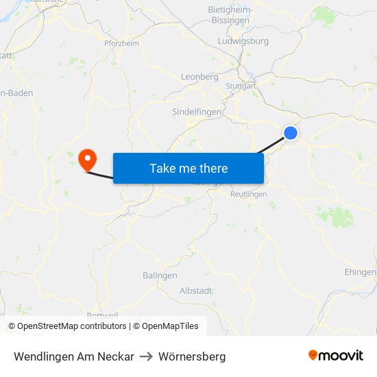 Wendlingen Am Neckar to Wörnersberg map