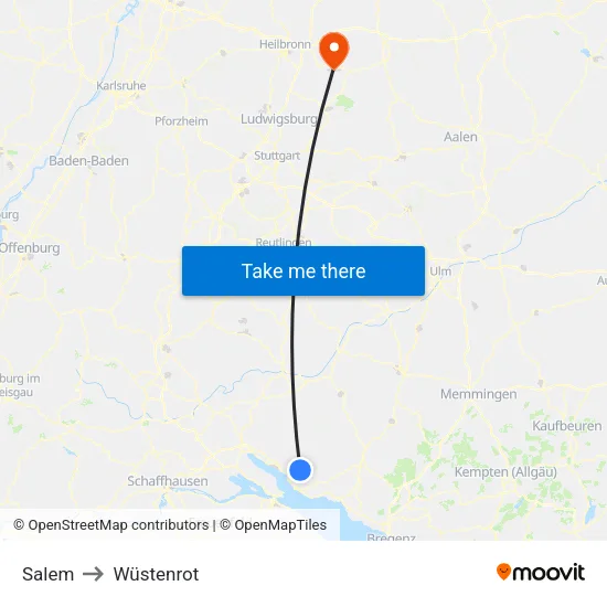 Salem to Wüstenrot map