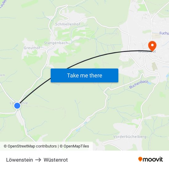 Löwenstein to Wüstenrot map