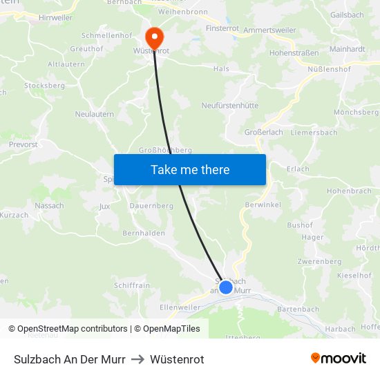 Sulzbach An Der Murr to Wüstenrot map