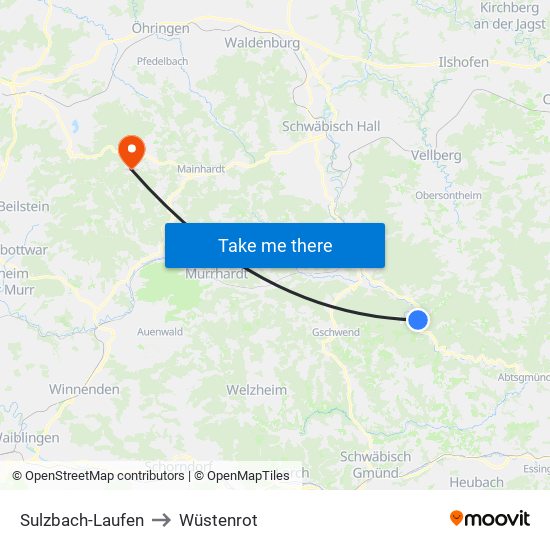 Sulzbach-Laufen to Wüstenrot map