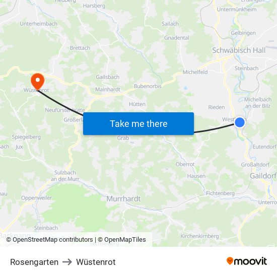 Rosengarten to Wüstenrot map