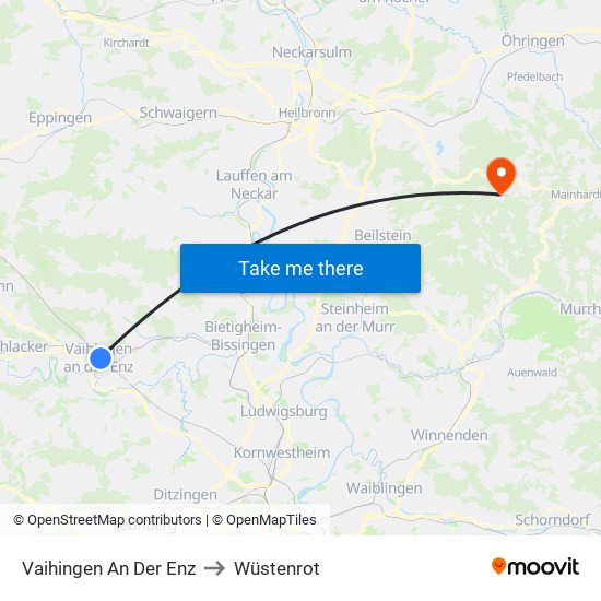 Vaihingen An Der Enz to Wüstenrot map