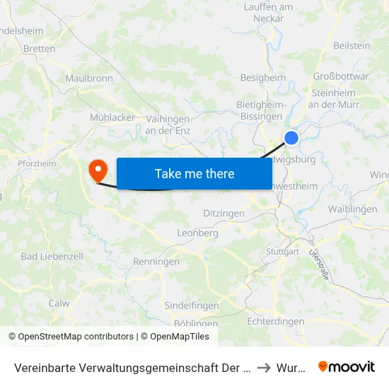 Vereinbarte Verwaltungsgemeinschaft Der Stadt Freiberg am Neckar to Wurmberg map