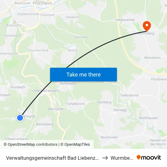 Verwaltungsgemeinschaft Bad Liebenzell to Wurmberg map