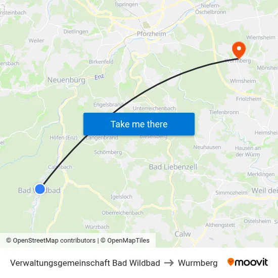Verwaltungsgemeinschaft Bad Wildbad to Wurmberg map