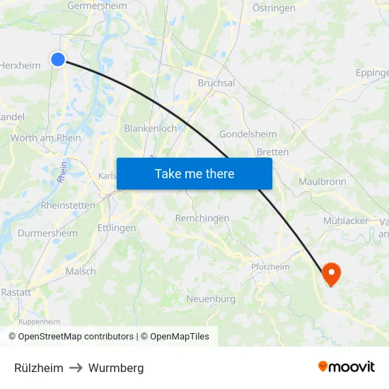 Rülzheim to Wurmberg map