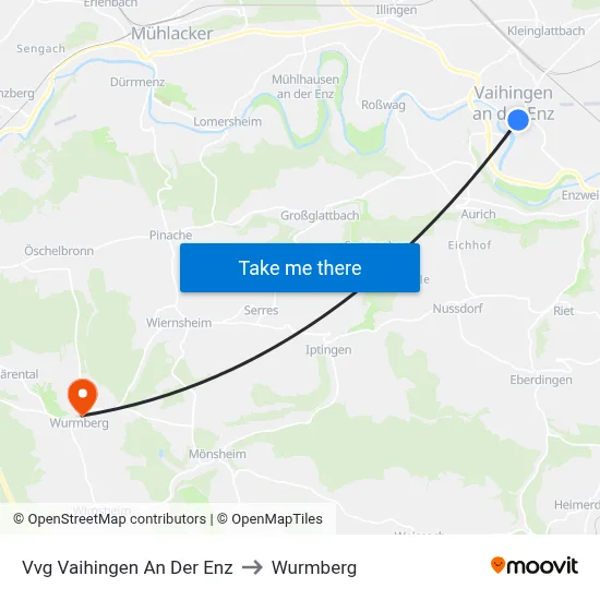 Vvg Vaihingen An Der Enz to Wurmberg map