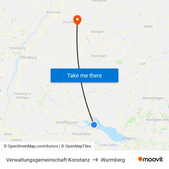 Verwaltungsgemeinschaft Konstanz to Wurmberg map