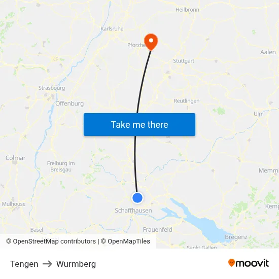Tengen to Wurmberg map