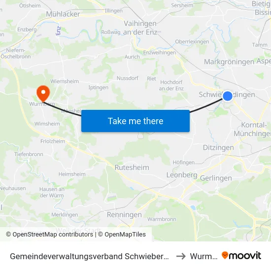 Gemeindeverwaltungsverband Schwieberdingen-Hemmingen to Wurmberg map