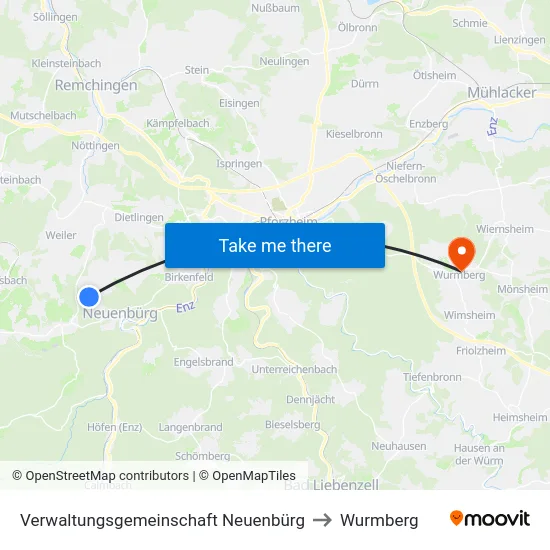 Verwaltungsgemeinschaft Neuenbürg to Wurmberg map