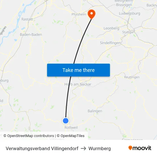 Verwaltungsverband Villingendorf to Wurmberg map