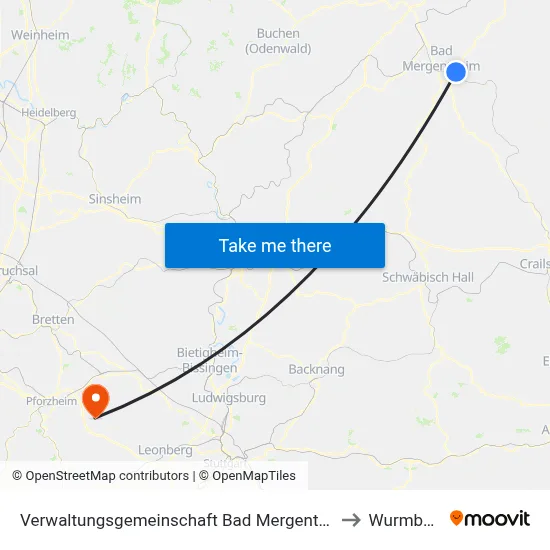 Verwaltungsgemeinschaft Bad Mergentheim to Wurmberg map
