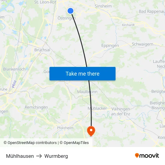 Mühlhausen to Wurmberg map