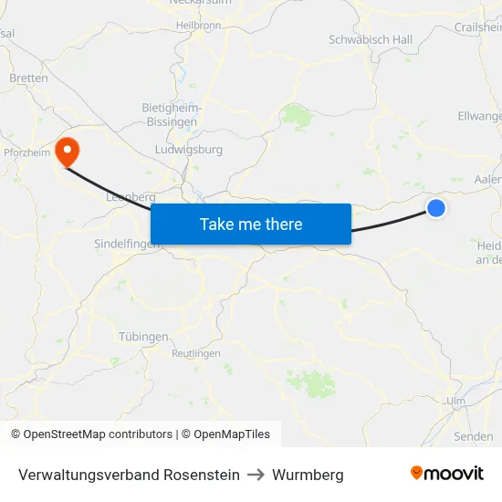Verwaltungsverband Rosenstein to Wurmberg map