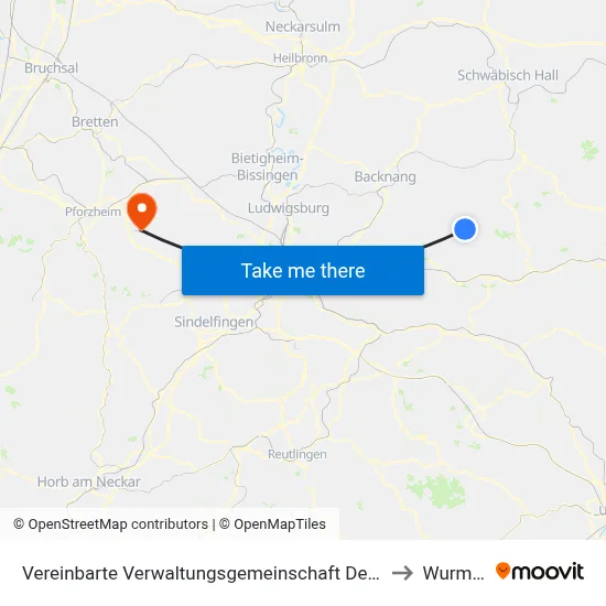 Vereinbarte Verwaltungsgemeinschaft Der Stadt Welzheim to Wurmberg map