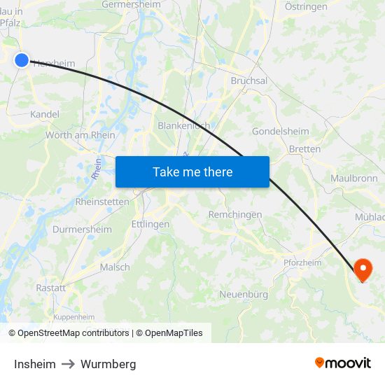 Insheim to Wurmberg map