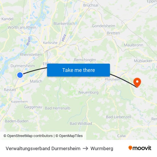 Verwaltungsverband Durmersheim to Wurmberg map