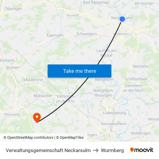 Verwaltungsgemeinschaft Neckarsulm to Wurmberg map