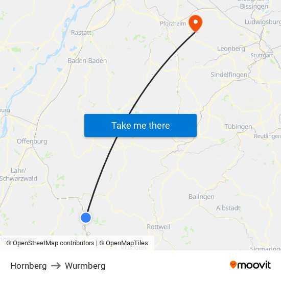 Hornberg to Wurmberg map