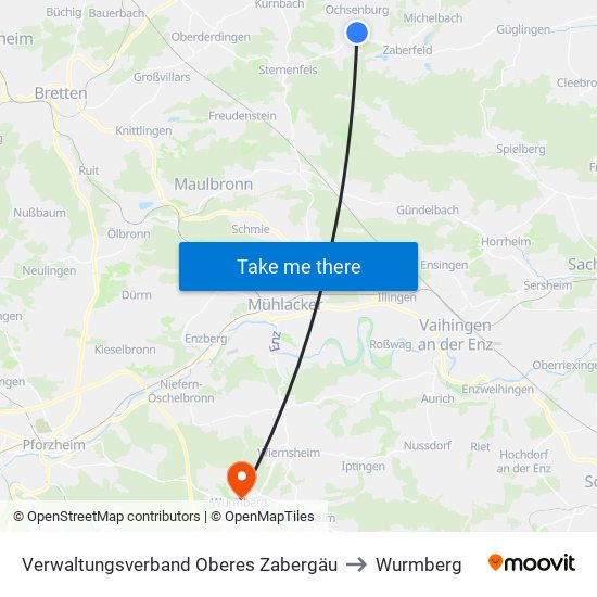 Verwaltungsverband Oberes Zabergäu to Wurmberg map