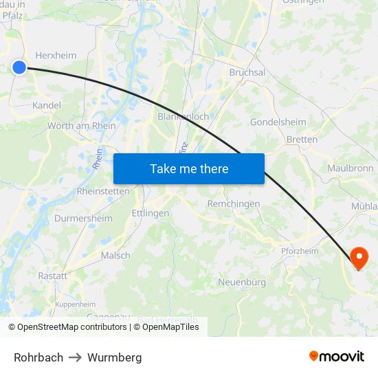 Rohrbach to Wurmberg map