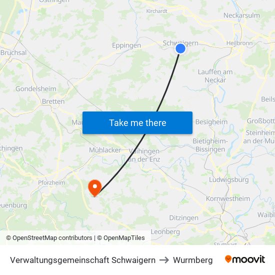 Verwaltungsgemeinschaft Schwaigern to Wurmberg map