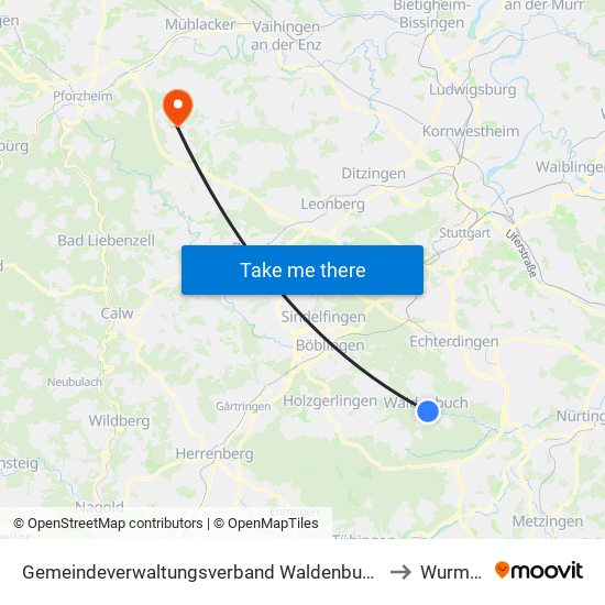 Gemeindeverwaltungsverband Waldenbuch/Steinenbronn to Wurmberg map