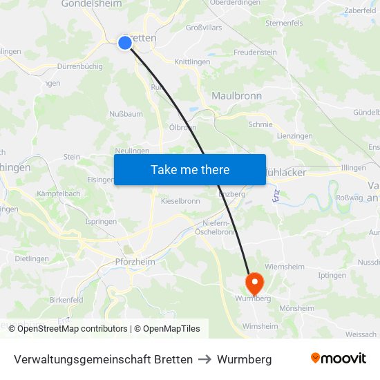 Verwaltungsgemeinschaft Bretten to Wurmberg map