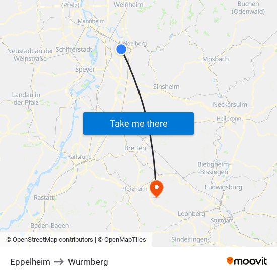 Eppelheim to Wurmberg map