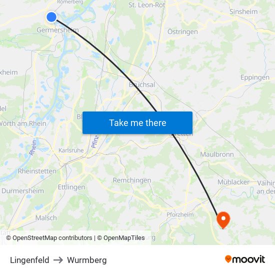 Lingenfeld to Wurmberg map