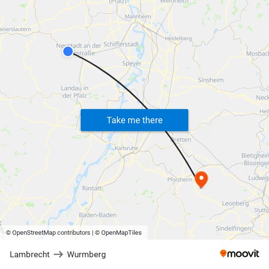 Lambrecht to Wurmberg map